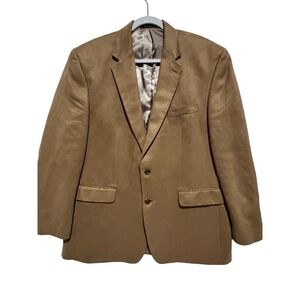 Chaps Mens Tan Faux Suede Sport Coat Blazer Jacket Sz 44R Luxury Business Preppy